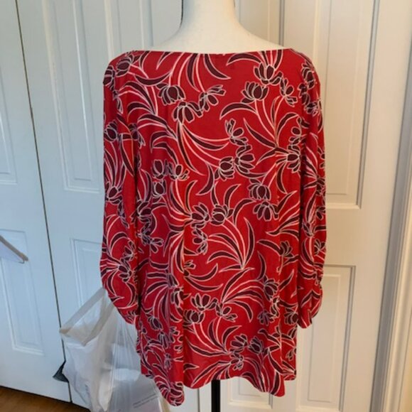 NWT Liz Claiborne Plus Women's Crew Neck 3/4 Sleeve Blouse - Picture 4 of 6